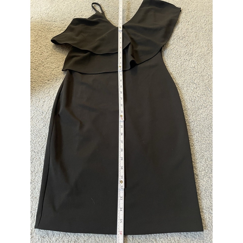 Bebe Asymmetrical Sheath Dress Sz 2 Black Ruffles V Neck Party Clubwear Goth - Picture 6 of 13